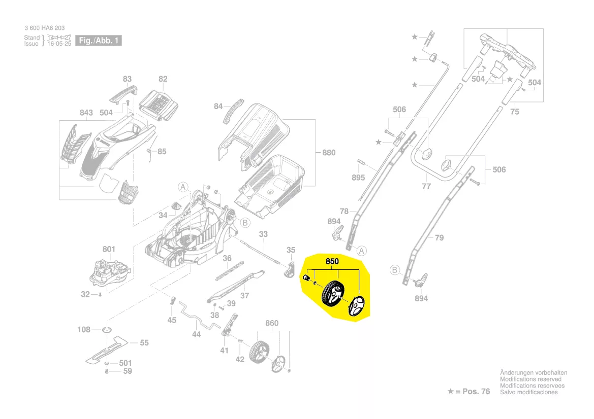 Roue arrière tondeuse réf. F 016 F04 508 BOSCH